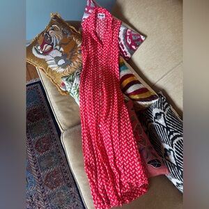 Rouje Red Printed Shell Button-Front Maxi Dress XS FR 34